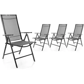 BigDean Gartenstuhl 4 Stück 120 kg belastbar 7-fach verstellbar 55 x 70 x 106 cm dunkelgrau