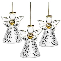 SIKORA BS400 Engel Christbaumschmuck Glas Figur Weihnachtsbaum Anhänger 3er Set, VE:3er Set