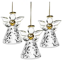 SIKORA BS400 Engel Christbaumschmuck Glas Figur Weihnachtsbaum Anhänger 3er Set, VE:3er Set