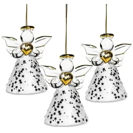 SIKORA BS400 Engel Christbaumschmuck Glas Figur Weihnachtsbaum Anhänger 3er Set, VE:3er Set