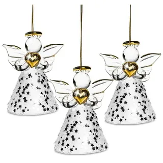 SIKORA BS400 Engel Christbaumschmuck Glas Figur Weihnachtsbaum Anhänger 3er Set, VE:3er Set