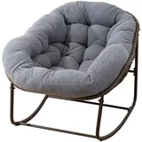 Yorbay Schaukelsessel Wohnzimmer, Rattanstuhl (mit Metallgestell & Kissen, Relaxstuhl, Fleece) grau