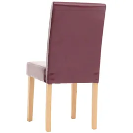 Mendler 6er-Set Esszimmerstuhl Stuhl Küchenstuhl Littau ~ Kunstleder, rot, helle Beine