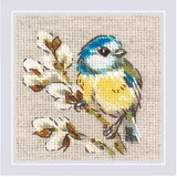 Riolis Kreuzstich Stickpackung Meise, Zählmuster, 10x10cm