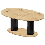 designimpex Couchtisch Design Couchtisch HBL-111 stufenlos höhenverstellbar ausziehbar oval beige|schwarz