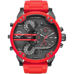 Chronograph DIESEL "MR. DADDY 2.0", rot, Armbanduhren, Herren, Quarzuhr, Armbanduhr, Herrenuhr, Stoppfunktion, mehrere Zeitzonen