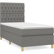 vidaXL Boxspringbett mit Matratze Dunkelgrau 100x200 cm Stoff