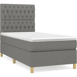 vidaXL Boxspringbett mit Matratze Dunkelgrau 100x200 cm Stoff