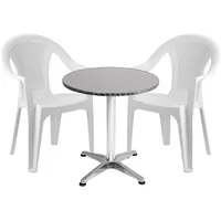 Mojawo® 3-tlg. Bistrogarnitur Balkonset Ø60cm Aluminium - Kunststoff Weiß