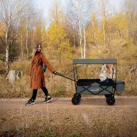 Hauki Bollerwagen L grau inkl. 2 Netztaschen und 1 Außentasche