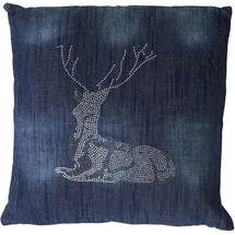 Mendler Deko-Kissen Hirsch 45 x 45 cm Blau