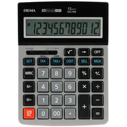 SIGMA Taschenrechner DC700, Metall/Kunststoff, 15.4 x 20.9 cm, 12-stelliges Display, silber
