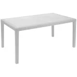 Dmora Gartentisch Imola, Feststehender rechteckiger Tisch, Mehrzweck-Gartentisch mit Rattan-Effekt, 100 % Italy, 138x78h72 cm, Weiß