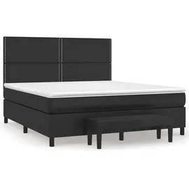 vidaXL Boxspringbett mit Matratze Schwarz 180x200 cm Kunstleder