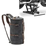 Set: Hebebühne Midlift L bis 680 kg sw ConStands mit Motorrad Rucksack Canvas VG8 Vintage 35Ltr sw