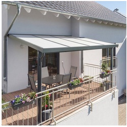 GUTTA Terrassendach Premium, BxT: 410,2×406 cm, Bedachung Doppelstegplatten, BxT: 410×406 cm, Dach Polycarbonat Opal grau