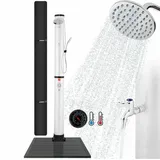 Solardusche 40 l Premium Silber mit Bodenplatte Anthrazit integrierter Thermometer Wassertemperatur bis zu 60�C Pooldusche Snap-In Technologie inkl.