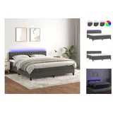 vidaXL Boxspringbett mit Matratze & LED Dunkelgrau 160x200 cm Samt