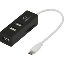 Renkforce RF-4995192 3 Port USB 2.0-Hub mit eingebautem SD-Kartenleser, OTG-Funktion Schwarz