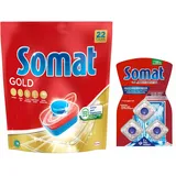 Somat Tabs 8x22 (176) AW Gold, Geschirrspül Tabs für strahlend sauberes Geschirr auch bei niedrigen Temperaturen + Somat Duo Power Experten 3 AW Maschinenreiniger 57g