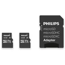 Philips Ultra Speed Micro SDHC Card 2x 32 GB + SD Adapter UHS-I U1, Lesegeschwindigkeit bis zu 80 MB/s, A1 Fast App Performance, V10, Speicherkarte für Smartphones, Tablet,PC,Card Reader,Full HD Video