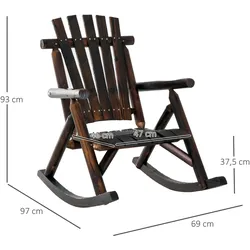 Outsunny - Schaukelstuhl - 97Lx69Wx93Hcm - Verkohlt