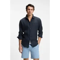 Boss Leinenhemd Regular Fit Dunkelblau XXL