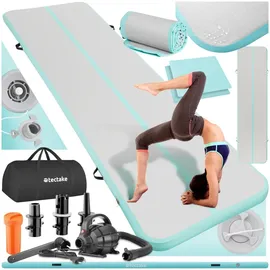 Tectake tectake® Airtrack Trainingsmatte aufblasbar, rutschfestes, hochwertiges PVC, inkl. Transporttasche, 397 x 104 x 10 cm