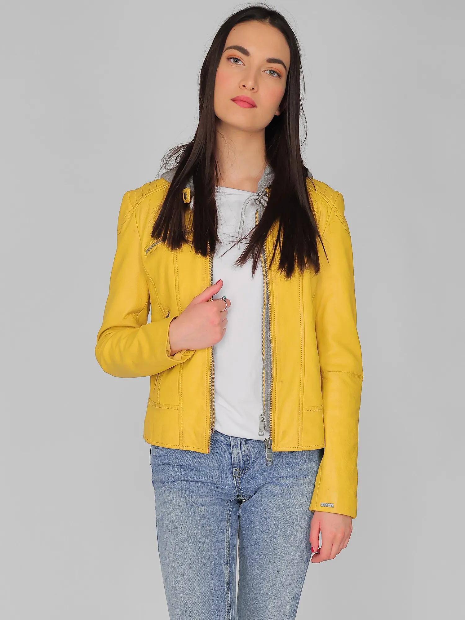 Lederjacke MAZE "Mico" Gr. L, gelb (yellow) Damen Jacken Lederjacken