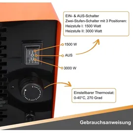 Btec Heizlüfter 3000 W orange/schwarz