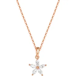Hey Happiness Zierliche Kette mit Blume-Anhänger, 925er Sterlingsilber Rosegold Damen 