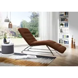W.Schillig Relaxliege daily dreams Leder/Polyester 75 x 91 x 170 cm Braun mit Kissen