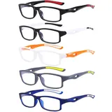 Eyglajdd Sportliches Lesebrille für Damen Herren,Leichte Rechteck Lesebrille Lesehilfe,5er Packe Blaulichtblockierende Brillen +3,50