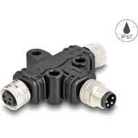 DeLock M8 T-Splitter A-kodiert 4 Pin Stecker zu 2