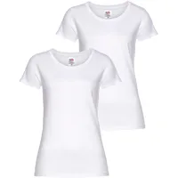 FRUIT OF THE LOOM "Lady Fit Premium", Damen, Gr. XS (34), weiß, Single Jersey, Obermaterial: 100% Baumwolle, unifarben, Basic, figurbetont, Rundhals, eingesetzt abgesteppte Kante, Shirts Rundhalsshirt