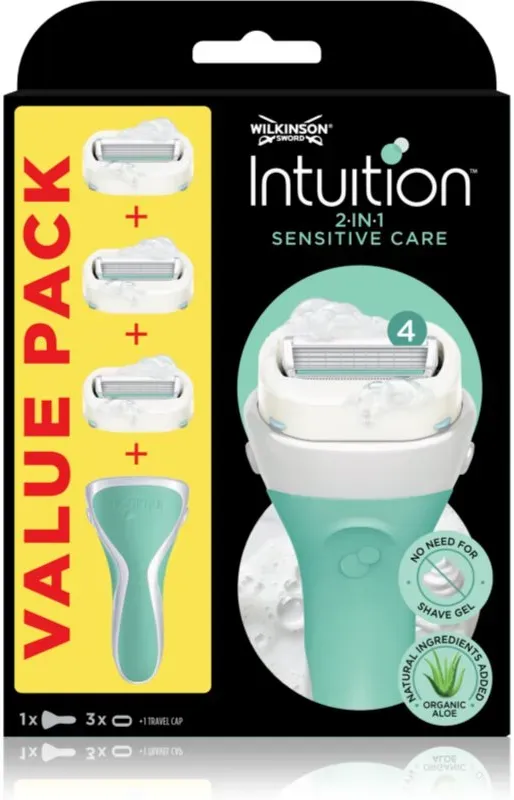Wilkinson Sword Intuition 2in1 Soap & Shave Sensitive Rasierer + Ersatzbürstenköpfe 3 St.