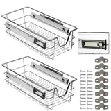 Jaxguom 2 x Teleskopschublade 30cm, Ausziehbare Schublade Küche, Auszüge für Küchenschränke Vollauszug, Metall Schrankauszug Belastbar, Auszug Küchenschrank, Haushalt Küchenregal Küchenschublade