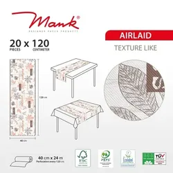 MANK Tischläufer Airlaid Adam in Terrakotta-Braun, 40 cm x 24 m , 1 Stück - Herbst Blätter Gräser Pilze