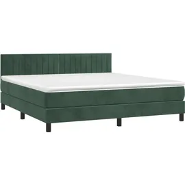 vidaXL Boxspringbett mit Matratze Dunkelgrün 180x200 cm Samt