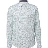 s.Oliver Slim Fit: Langarmhemd mit All-over-Print und Kentkragen - weiß|mehrfarbig - M