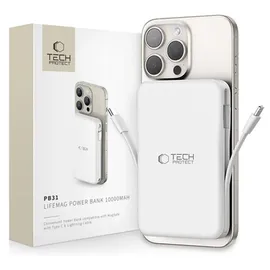 TECH-PROTECT PB31 10000 mAh, 15 W, 37 Wh), Powerbank Weiss
