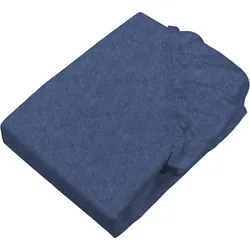 Bettlaken SETEX "Feinbiber Melange Spannbetttuch", blau (marineblau), B:140cm L:200cm, Feinbiber, Obermaterial: 90% Baumwolle, 10% Polyester, Laken, Spannbettlaken, Melange-Effekt: Tiefe, Lebendigkeit, interessante Optik für das Auge