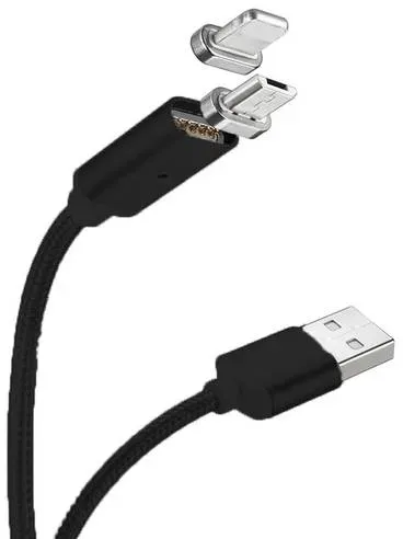 Cyoo - Magnet USB Lade- & Datenkabel - 2in1 Micro USB & Lightning auf USB - 1m - Schwarz