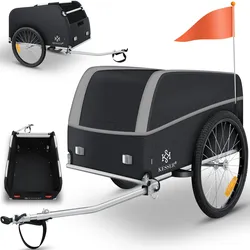 KESSER® Fahrradanhänger Lastenanhänger Transportanhänger Hochdeichsel mit Kupplung, Inkl. Abdeckung  Klappfunktion Hochdeichsel Anhänge für Fahrrad Transportbox mit 120 Liter Max. 40 kg