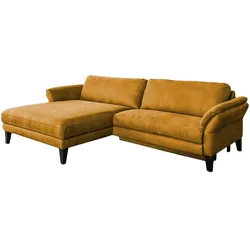 KAWOLA Sofa MALTA Ecksofa Stoff gold Recamiere links