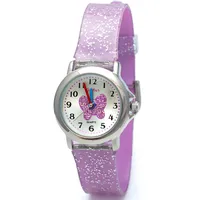 Kiddus | Kinderuhren. Mädchen Armbanduhr. Mit Übungen zum Uhrzeit Lernen. Kinderuhren mädchen. Mit Glitzer und Mit Hochwertigem Japanischen Quarzwerk. Ab 4 Jahre alt. Schmetterling.