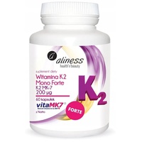 Aliness - Vitamin K2 Mono FORTE - 200 mcg K2 Mk-7 (VitaMK7®) pro Kapsel - Laktosefrei - Glutenfrei - Nahrungsergänzungsmittel für Frauen - 60 Kapseln