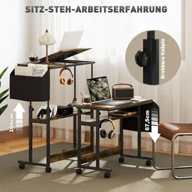 Homcom Höhenverstellbar Braun Metall, 92x104x40 cm, Arbeitszimmer, Büro, Rustikales
