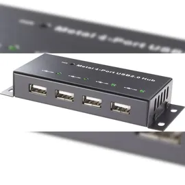 Renkforce RF-4830984 4 Port USB 2.0-Hub Metallgehäuse, zur Wandmontage Schwarz