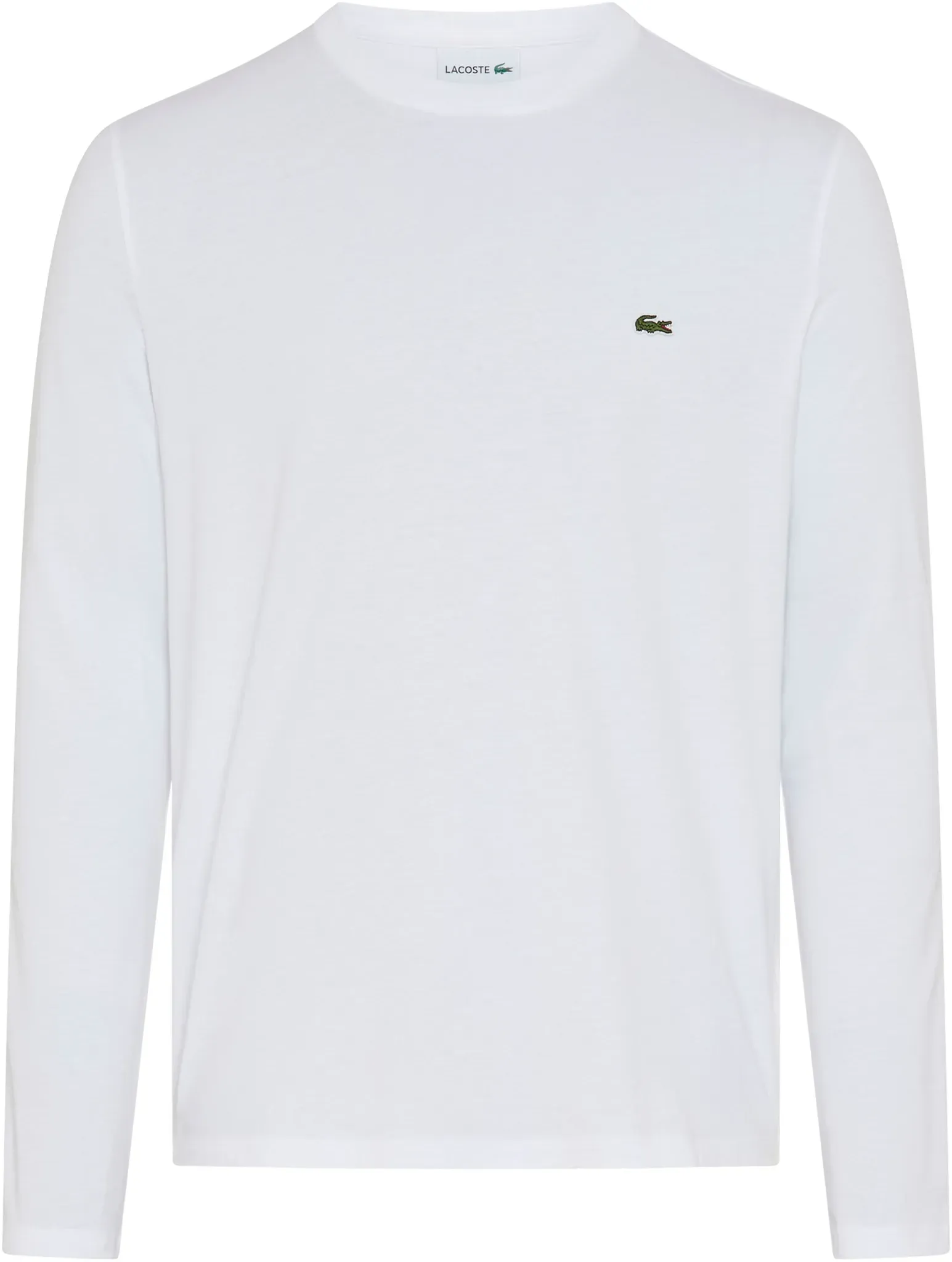 Langarmshirt LACOSTE, Herren, Gr. 8, weiß, Jersey, Obermaterial: 100% Baumwolle, unifarben, regular fit normal, Rundhals, abgesteppte Kante, Shirts Langarmshirt, Rundhalsausschnitt, reine Baumwolle, Regular Fit